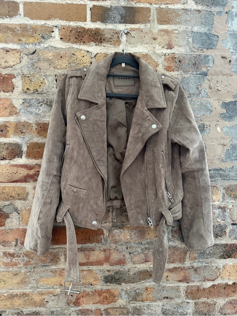 Blank NYC Taupe Suede Biker Jacket